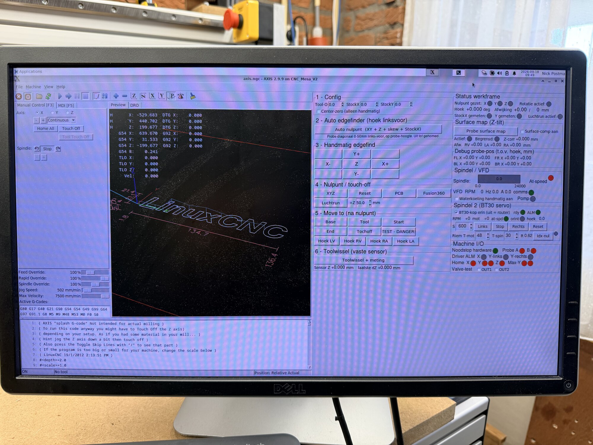LinuxCNC met een eigen bedieningspaneel