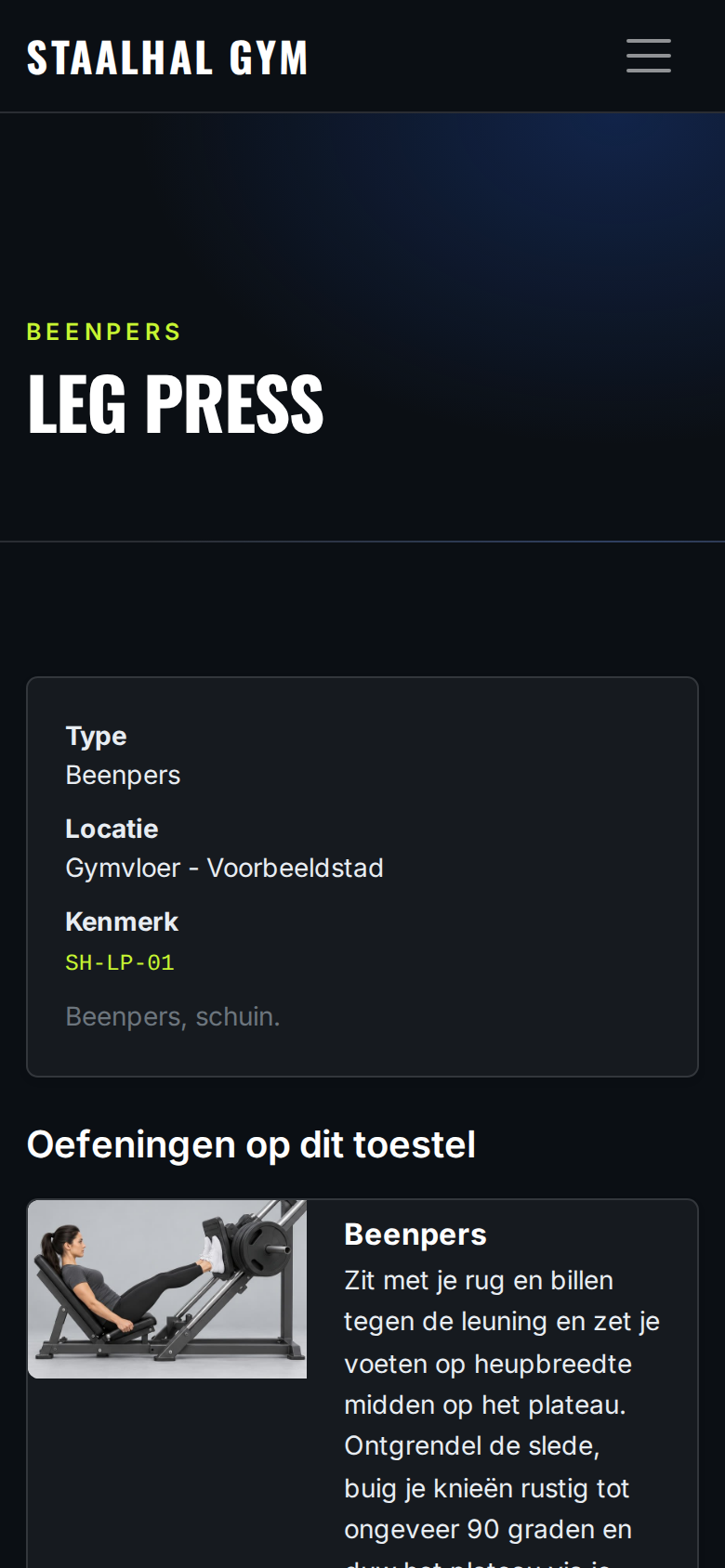 De pagina achter de QR-code van een beenpers